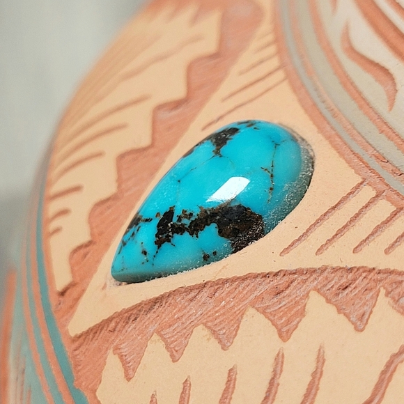 Michael Charlie Pottery Southwest Vase Navajo Native American Etched 6"H 7"W - Picture 14 of 16